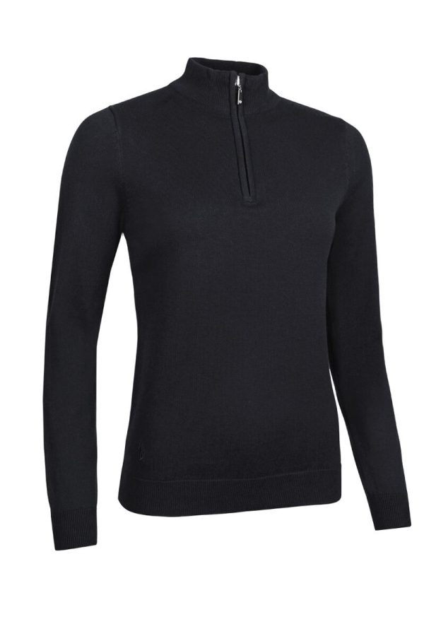 Ladies Quarter Zip Lightweight Cotton Golf Sweater - Afbeelding 8