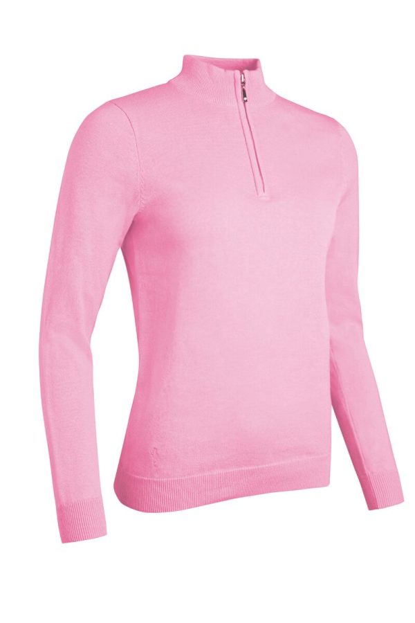 Ladies Quarter Zip Lightweight Cotton Golf Sweater - Afbeelding 7