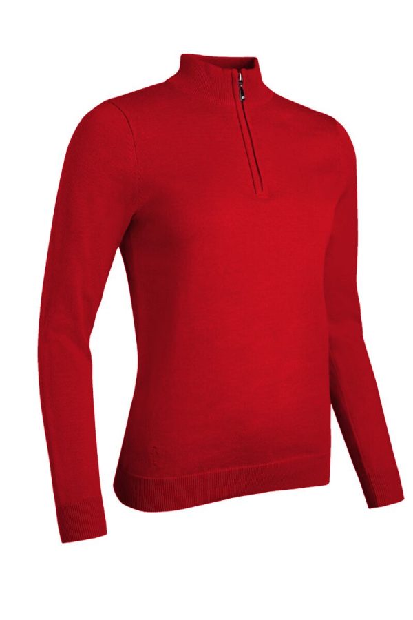 Ladies Quarter Zip Lightweight Cotton Golf Sweater - Afbeelding 6