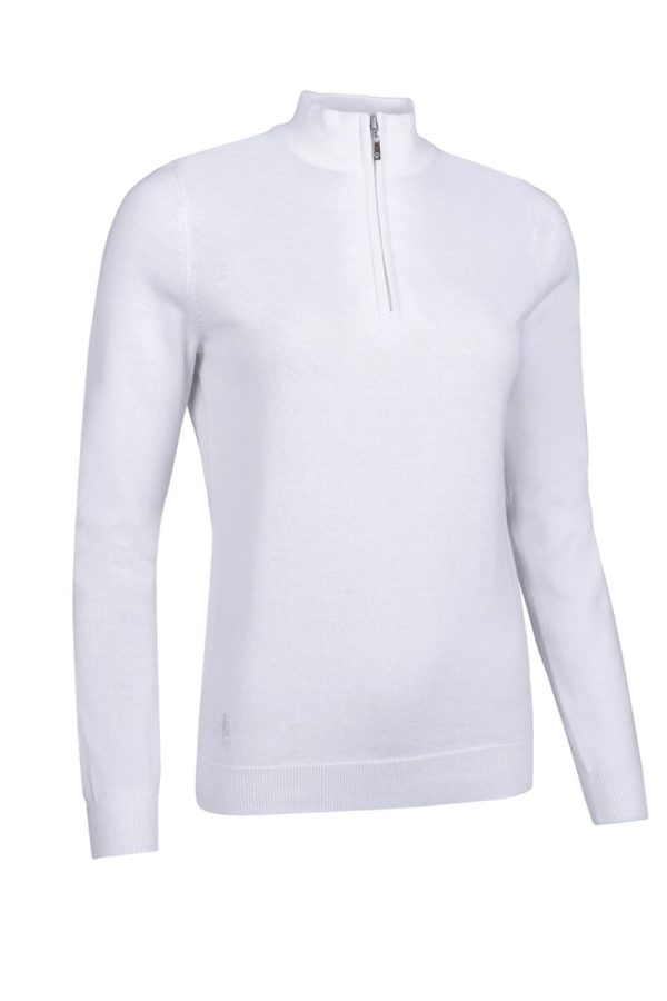 Ladies Quarter Zip Lightweight Cotton Golf Sweater - Afbeelding 2